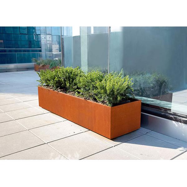 Customized Outdoor Large Planter Box Rectangular Corten Steel Flower Pots