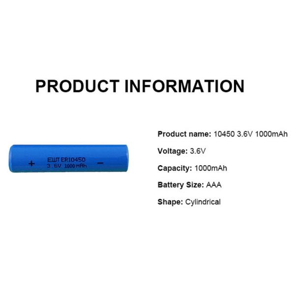 Lithium Thionyl Chloride Battery 1000mAh 3.6V ER10450 Battery