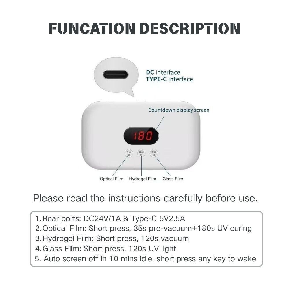 Portable UV Vacuum Bonding & Curing Machine for Mobile Phone Screen Optical Hydrogel Glass Film
