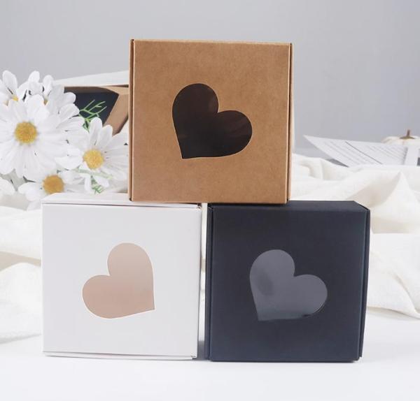 Eco Friendly Folding Paper Box With Heart Cut Out Window For Jewelry And Treats