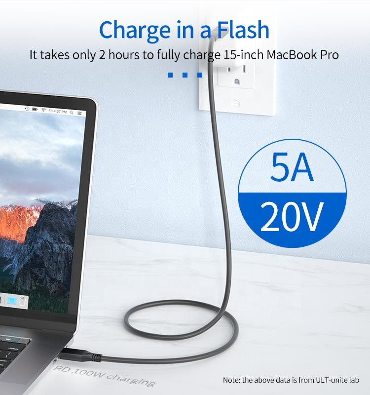 FCC аттестовал PD 100W кабеля 40Gbps USB Thunderbolt 3 0.8m поручая отличаемое полное
