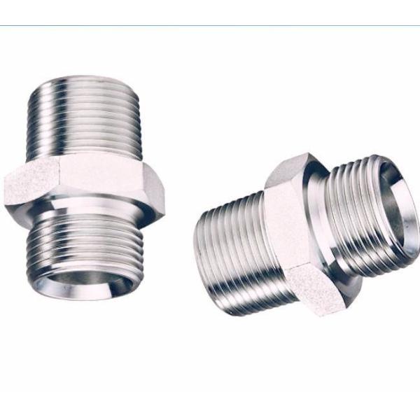 Fittings de manguera de acero inoxidable Bsp Adaptador macho a macho Sello de cono de 60 grados Componentes hidráulicos