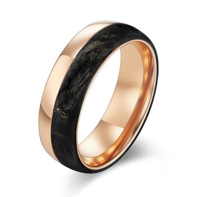 Newly Arrived Anniversary Rings for Men Coated Forged Carbon Fiber Jewelry Main Material  and Rose Gold Wedding Bands for Men in 2025