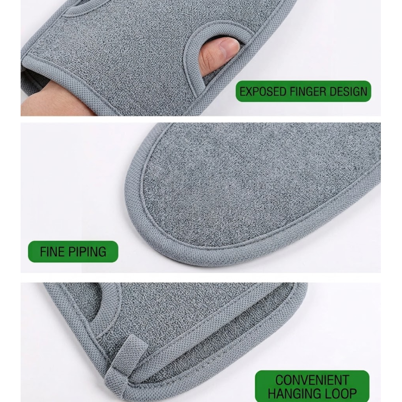Lightweight 35G/PC Bamboo Exfoliating Mitt Fine Edge Binding