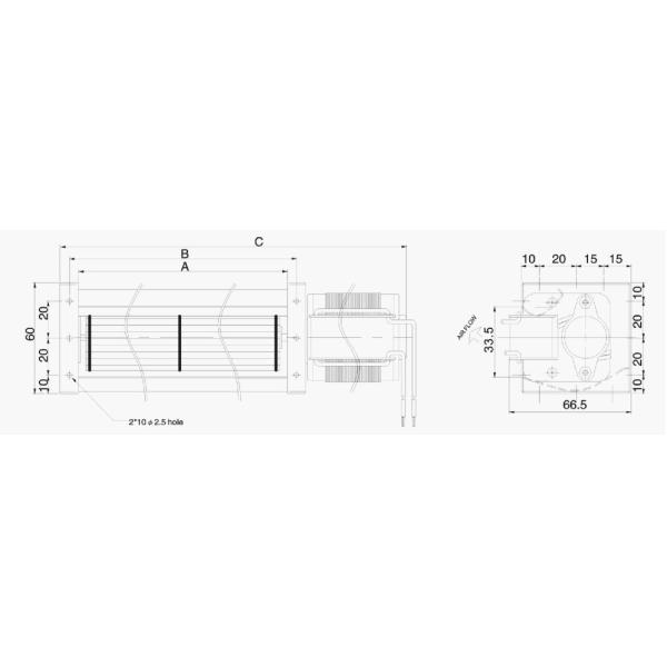 Cast Iron Frame Cross Flow Fans 110V/220V AC Ball Bearing 40 X 290mm CE Approval