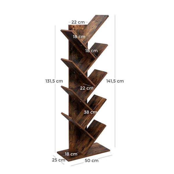 Unique Design Bookshelf for Sale, Wooden Book Storage Shelf, Rustic Bookcase, Home Office Book Tree, LBC11BX