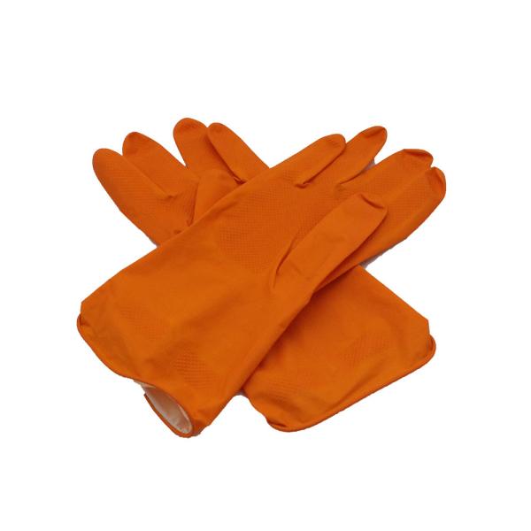 Multi Purpose Flock Lined Latex Gloves , Cotton Lined Dishwashing Gloves