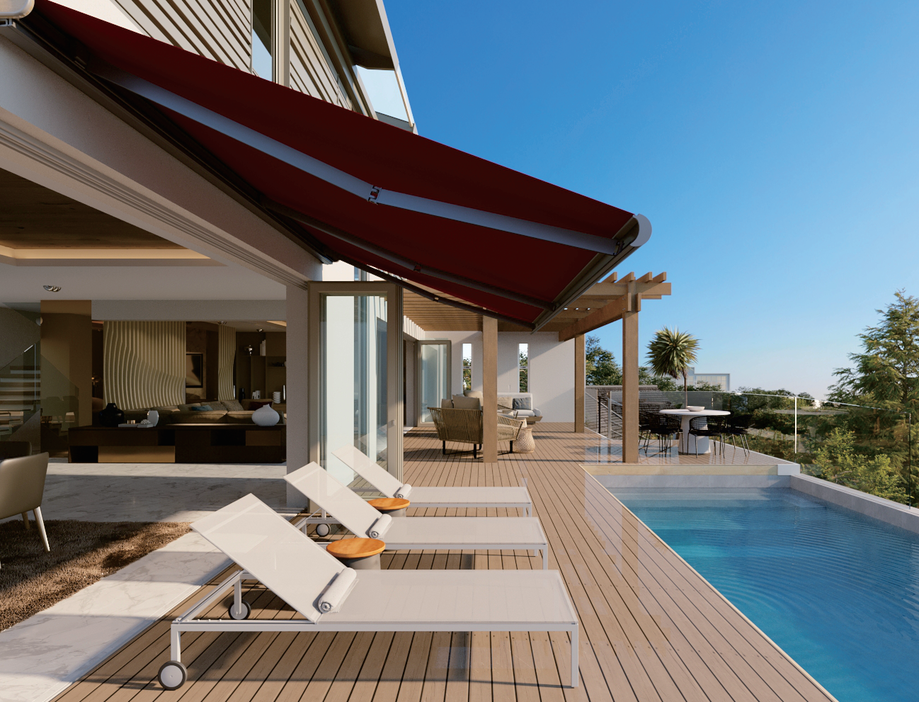 DICKSON Luxury Motorized Acrylic Waterproof Fabric Aluminum Full Cassette Awning Patio Retractable Awning Factory