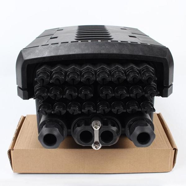 Black Fiber Optic Joint Closure Box Waterproof FTTH Joint Box 2 Inlet 24 Out