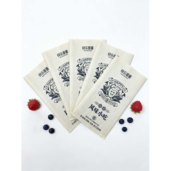 Customized Flat Satchel Kraft Paper  Bread Bakery Food Bag
