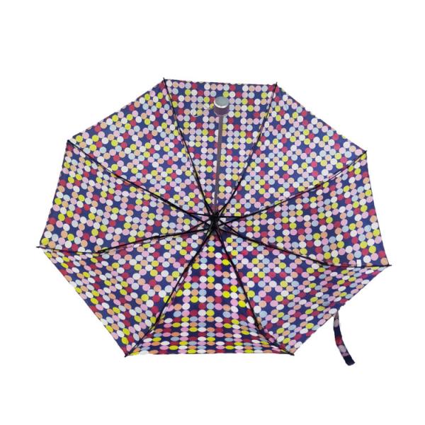 Manual Open Pongee 190T Folding Compact Umbrella With Wooden Handle