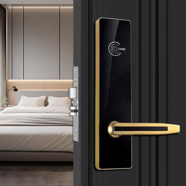 Smart Hotel Door Lock In Black Or Grey RFID Card Access Zinc Alloy Body