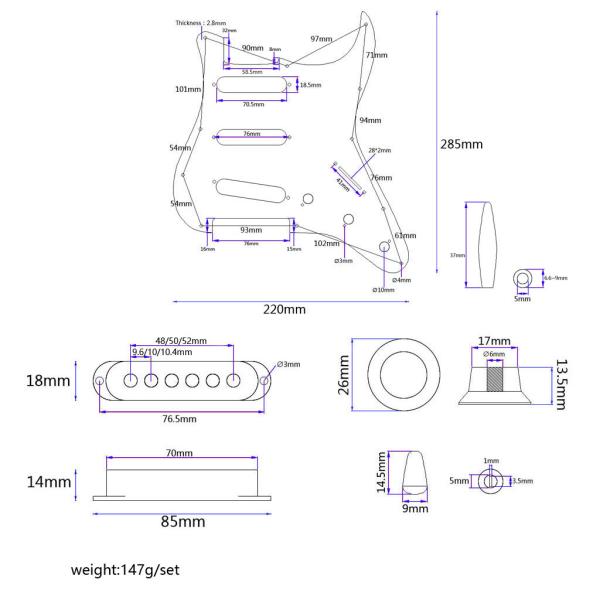 Золотое зеркало Pickguard SSS Электрическая гитара Pickguard набор пикап крышка задней пластины для современных гитар FD Strat стиль