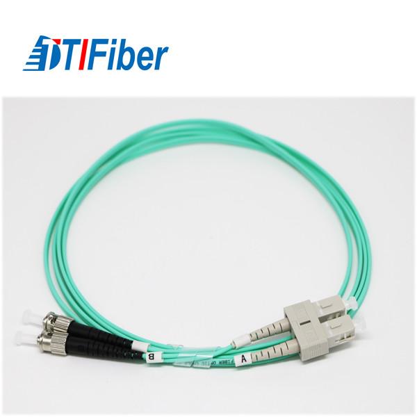 OM3 50/125 Fiber Optic Patch Cord FC To SC Duplex Multi Mode / Fibers With Aqua