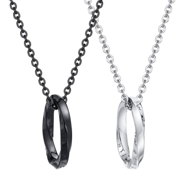 Elegant Fashion Style Silver Stainless Steel Round Pendant Necklace with Roman Numerals and customized logo
