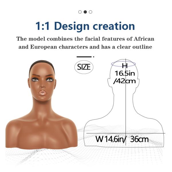 42cm Height Female Mannequin Head With Shoulders Long Lasting