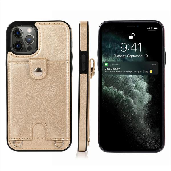 Men's Crossbody Leather Case for iPhone 12 Pro Max Shockproof and Functional Design
