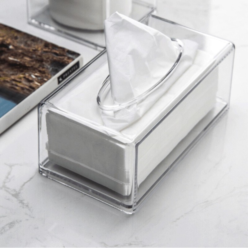 Wholesale Modern Design Desktop Transparent Plastic Tissue Box Creative Drawer Holder for Home Restaurant