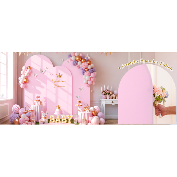 Pale Pink Arch Covers 3 Piece,Spandex Arch Backdrop Cover for Wedding、 Baby Shower 、Birthday Party