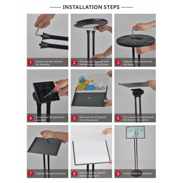 Aluminium Alloy Poster Display Stand 300x430mm Adjustable Panel Double Pole