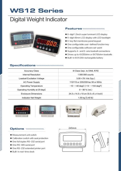 Indicator/LZWS12/Flat platform scale/Floor scale/LED/LCD/ABS