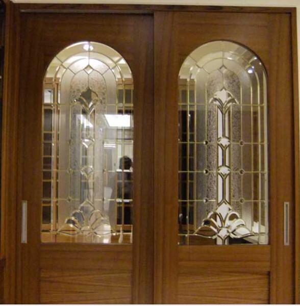 cheap price brass caming decorative glass for wooden door made in China