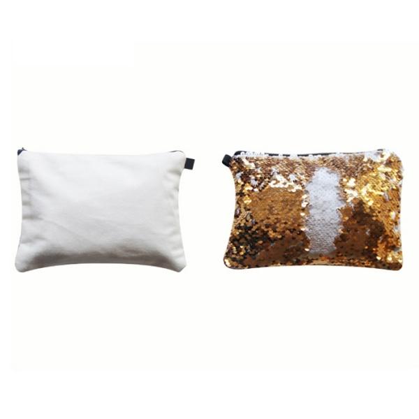 Blank Flip Sequin Sublimation Make Up Bag Custom Logo Reversible Bling Glitter Sublimation Cosmetic Bag
