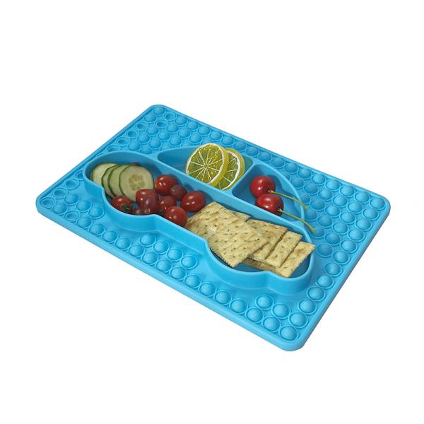 Car Shape Silicone Baby Suction Plate BPA Free Divided Dinner Plates