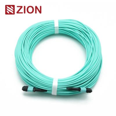 Cabo remendo de fibra MPO OM3 3,0 mm LSZH MPO fêmea para MPO fêmea 24 fibras