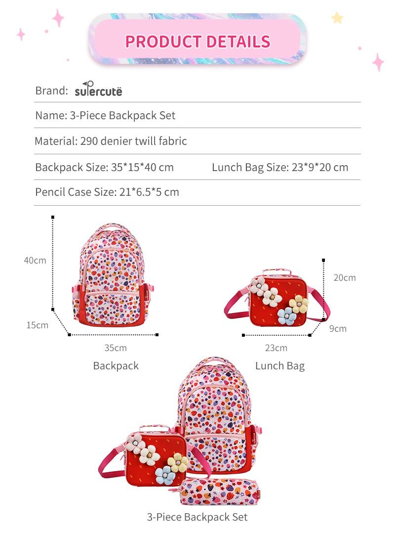 OEM/ODM 3 In 1 Children School Bag Lunch Bag Pencil Bag Set Student Backpack