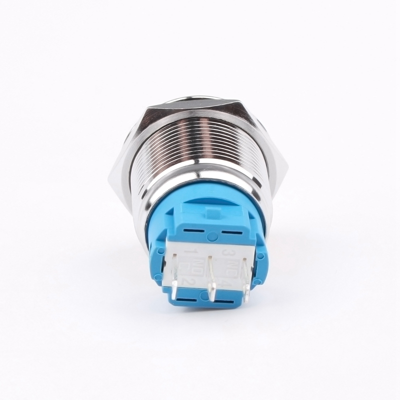 HONGYE HYBD19-PS Dia 19mm Stainless Steel Waterproof Push Button 3 Pin 1NO1NC IP65 Self-Locking Electronic Structure 250V LED