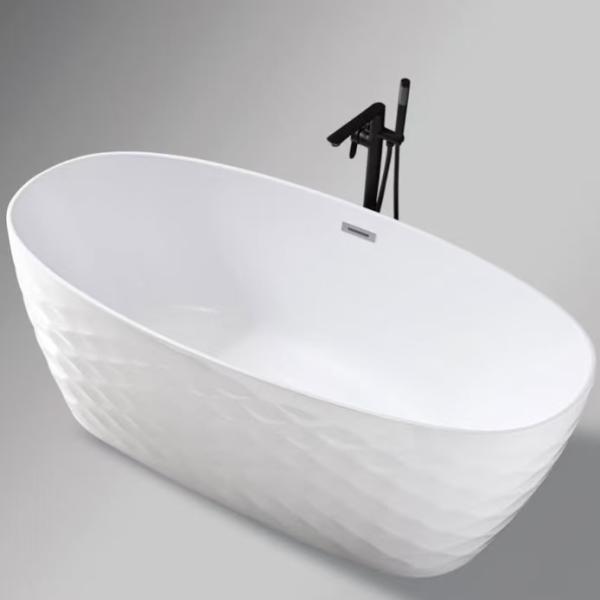Scratch Resistant Oval White Acrylic Standing Soaking Tub ISO9001 Certified