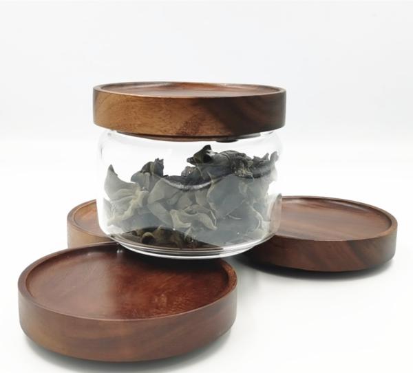 Couvercle en bois d'acacia pour bouteille en verre Mason, couvercle en pot Mason