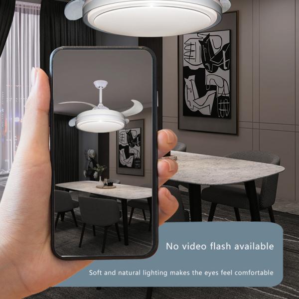 96W 500mm Dimmable Ceiling Fan Light , Retractable Ceiling Fan With Remote Control