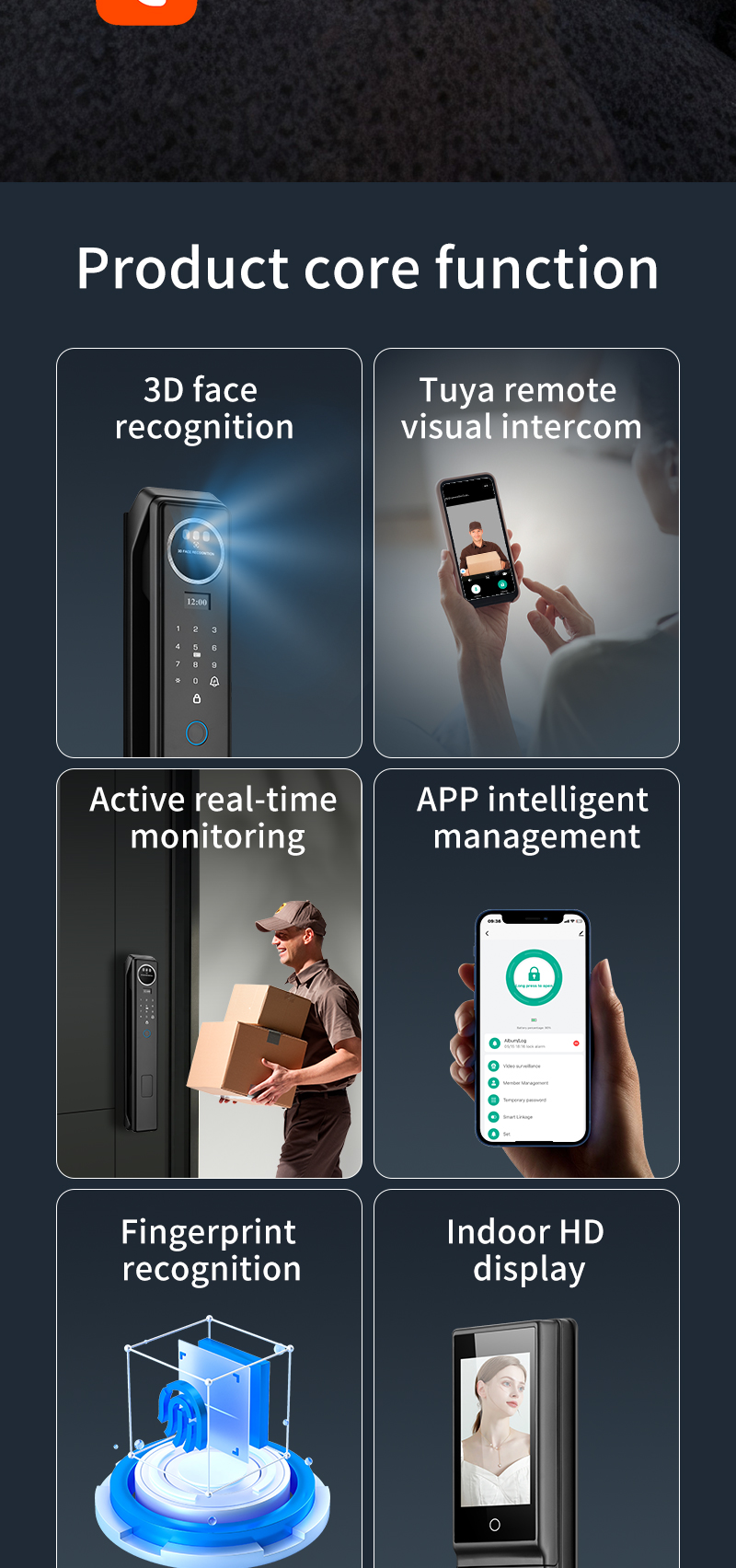 Qleung S959max Smart Door Lock with Cloud Data Storage WiFi Network and Emergency Power USB