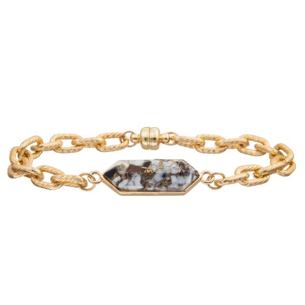 Магнитный браслет Bangle звена цепи извива пряжки с серебряной покрытой бирюзой восьмиугольника