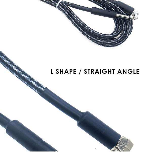 L Shape 90 Degree Right Angle to Straight Durable Braided Jacket 6.35mm Ts Jack Instrument Electric Guitar Patch Audio Cable