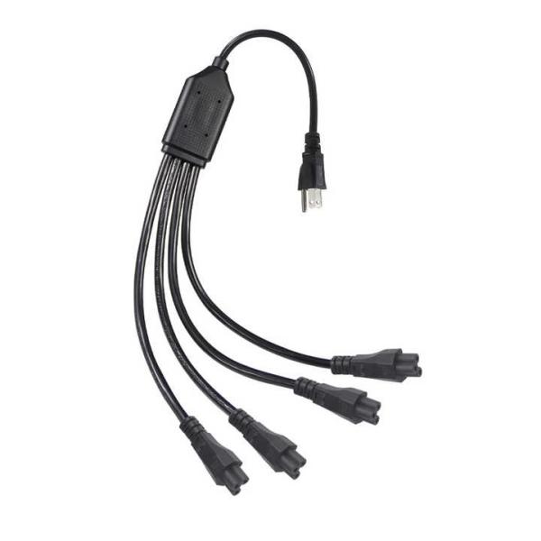 Cordon répartiteur d'alimentation NEMA 5-15P vers 4 voies IEC C5 - Câble adaptateur prise américaine vers trèfle pour ordinateur portable, adaptateur, chargeur d'ordinateur portable
