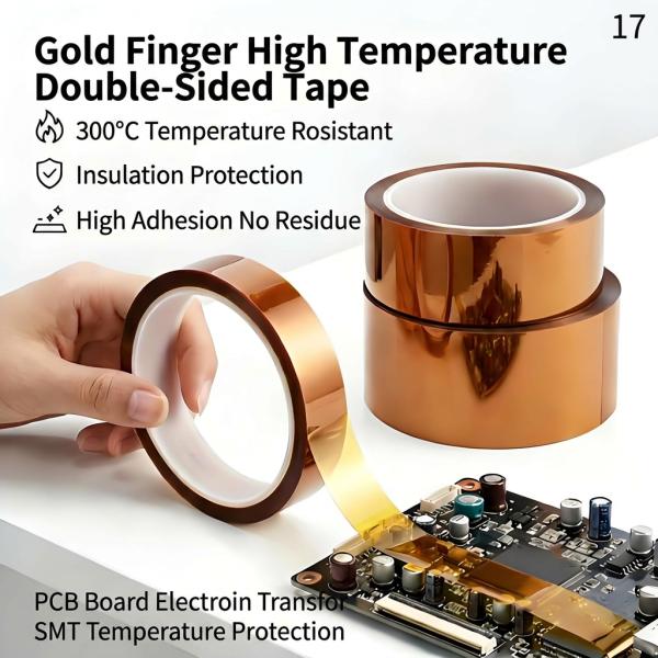 Double Sided Polyimide Tape 300℃ High Temperature Resistant with Double-sided Uniform Adhesive Coating and 260℃ Long-term Heat Resistance for FPC PCB Electronic Components