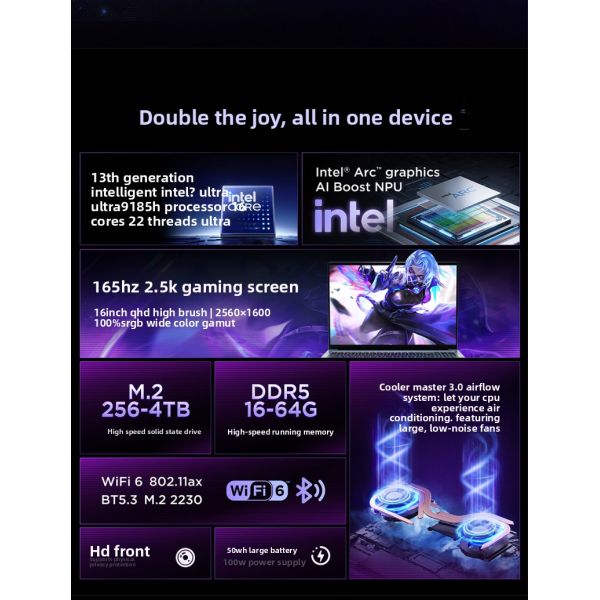 Ultra9 Design Specific Lightweight 16 Touch Screen High Performance Intel Gaming Laptop for Business Office Student Use US Plug