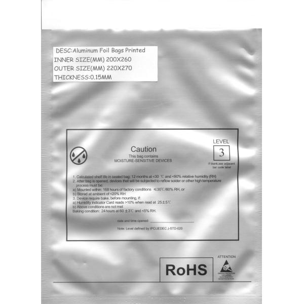 Heat Sealing ESD Barrier Bags 8x8 Inch With Excellent Anti Static Performance