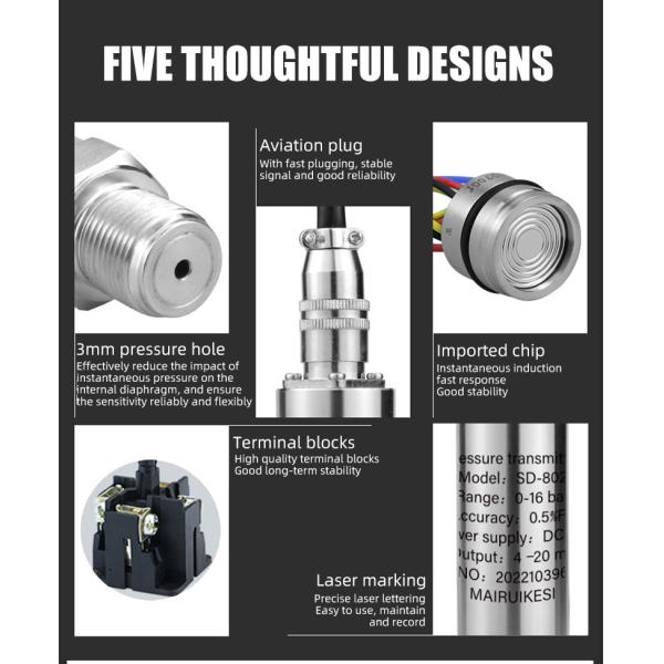 0.5%Fs Aviation Plug Hydraulic Pressure Sensor Explosion Proof Pressure Transmitter 4-20mA