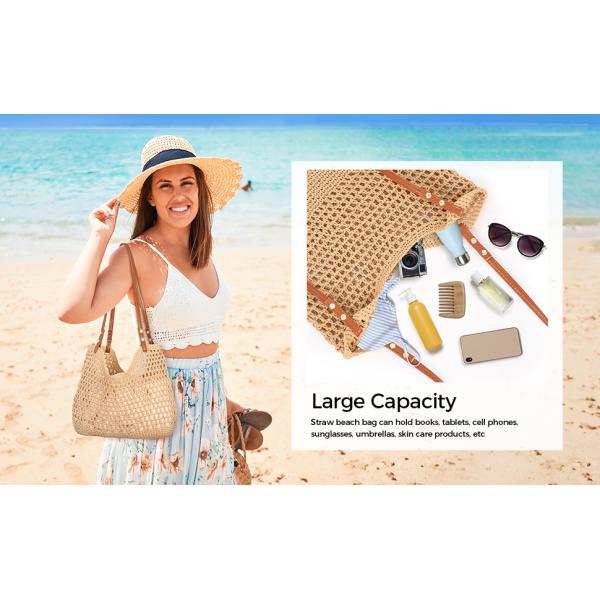 Women Small Straw Bags Summer Beach Tote Bag Handmade Woven Hobo Purse Handbag Customized New Arrival Hand Made Natural Straw Raffia Blue Striped Crochet Beach Bag Crochet Bags Custom Order