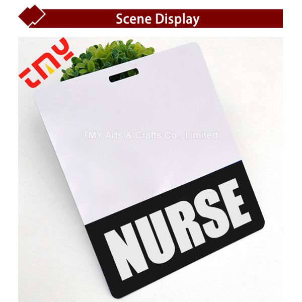 Double Sided Identification Horizontal Heavy Duty Custom Black Screen Printing Badge Holder Bag for Resident Nurses