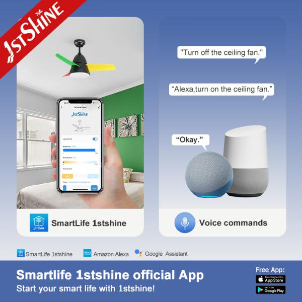 Bedroom Brushless Dimmable LED Ceiling Fan With Remote RoHS Certification