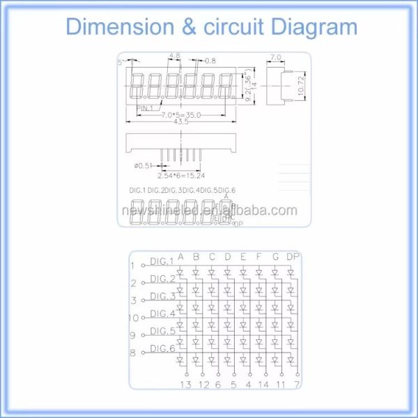 0.36 Inch 6 digit LED Seven Segment Display