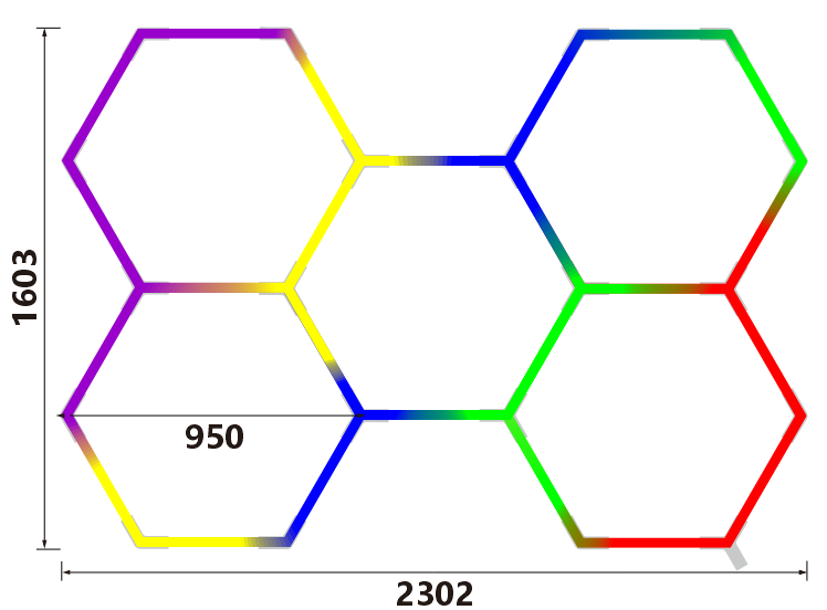Connectable LED Hexagonal Light RGB Honeycomb Modular Panels for Garage Gym Workshop and Office Ceiling Lighting Applications