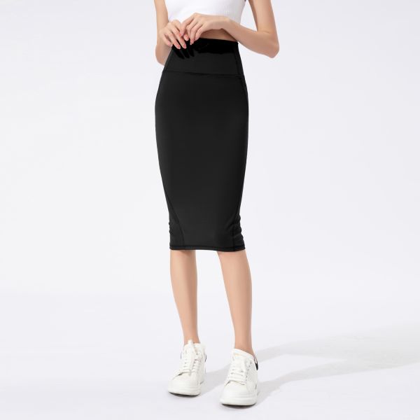 High Waisted Midi Pencil Skirt Stretchy Slim Fit Elastic Waist for Women's Daily Outfits