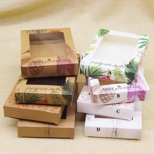 Elegant Printed Gift Box Set Marble Floral Wedding Christmas Packaging Window Design
