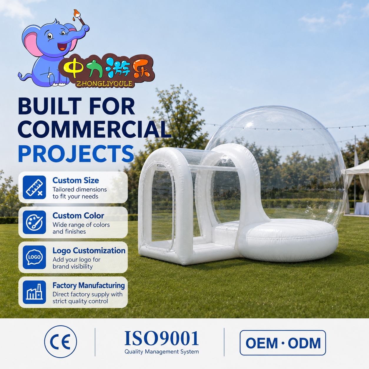 Commercial Inflatable Bubble House Clear PVC Bubble Dome for Party Rental Wedding Event Photo Booth